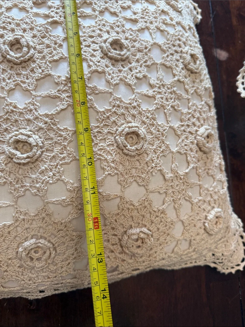 Handmade Cream Crochet Accent Pillow Cover - Set of 2